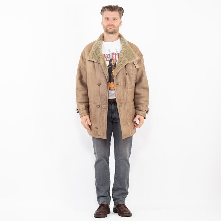 Vintage 80's Men Sheepskin Coat in BeigeZ2075