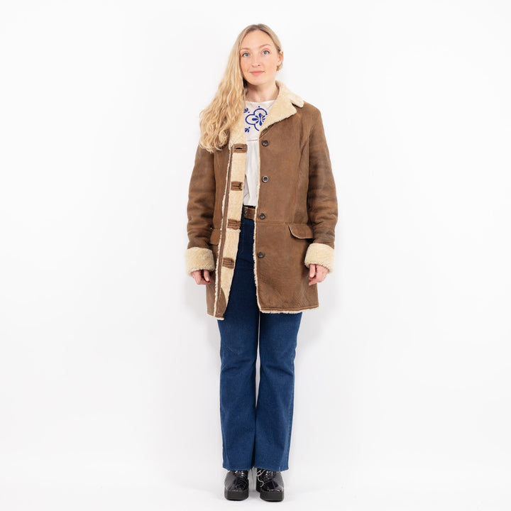 Vintage 90's Women Sheepskin Coat in BrownA1016
