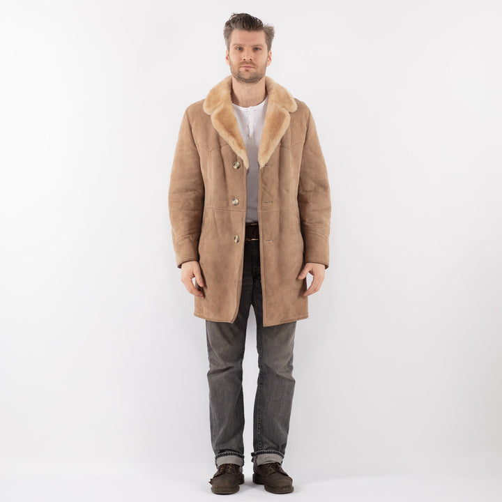 Vintage 70's Men Sheepskin Coat in BeigeZ1134