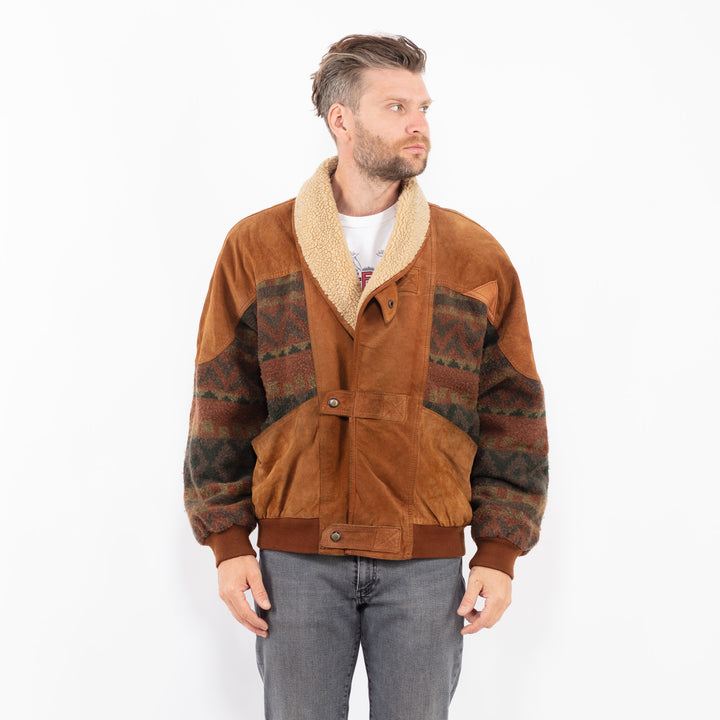 Vintage 80's Men Suede Jacket in BrownZ2301
