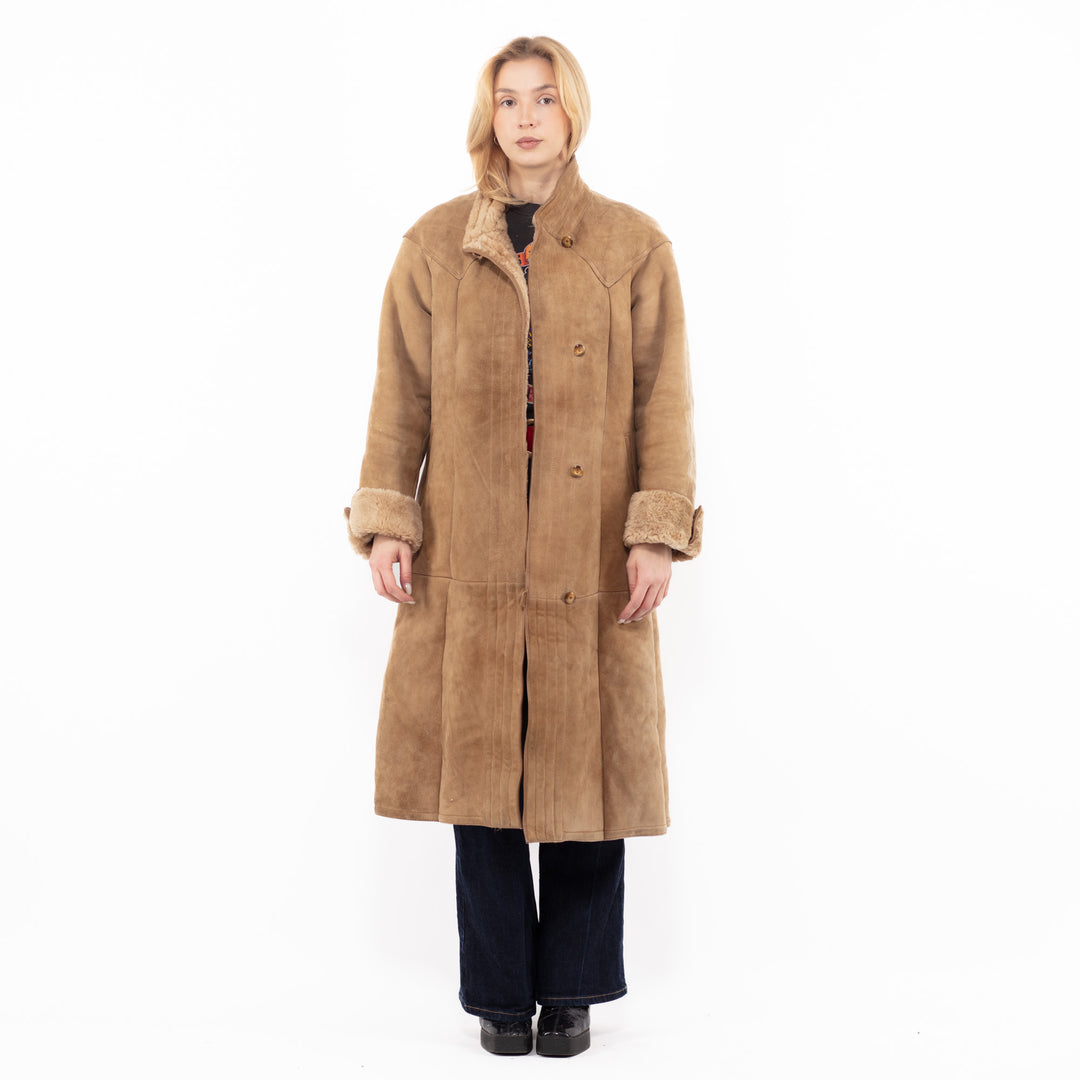 Vintage 80's Women Sheepskin Coat in BeigeA1117