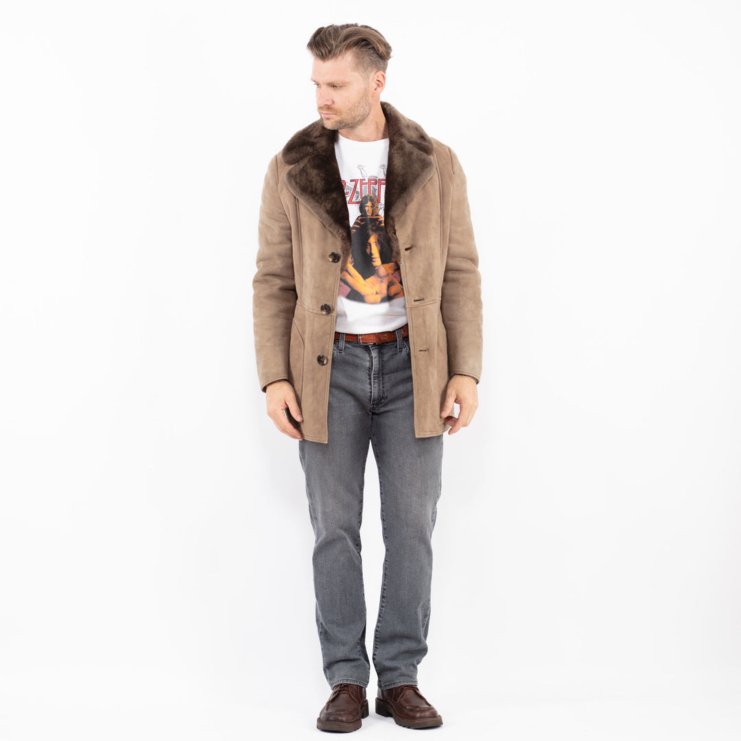 Vintage 70's Men Sheepskin Coat in BeigeZ2076