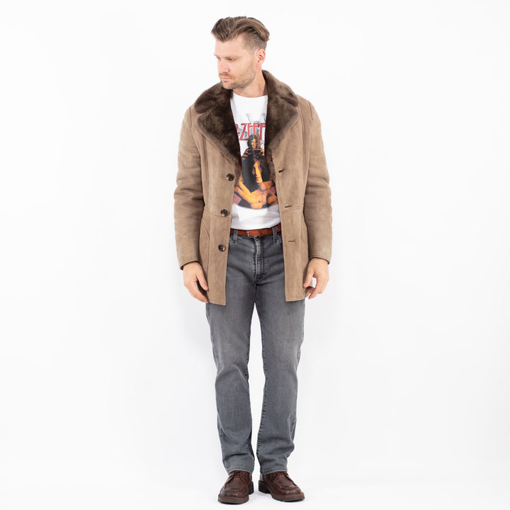 Vintage 70's Men Sheepskin Coat in BeigeZ2076