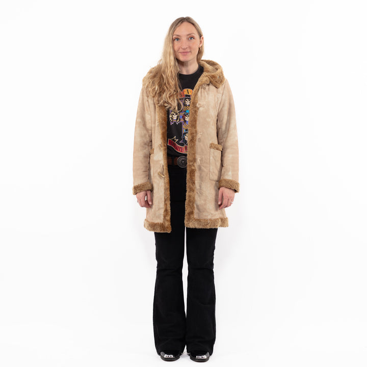 Vintage 00's Women Faux Sheepskin Coat in BeigeA0913
