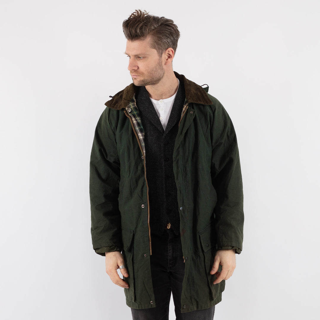 Vintage 90's Men Waxed Cotton Jacket in Green - NorthernGrip