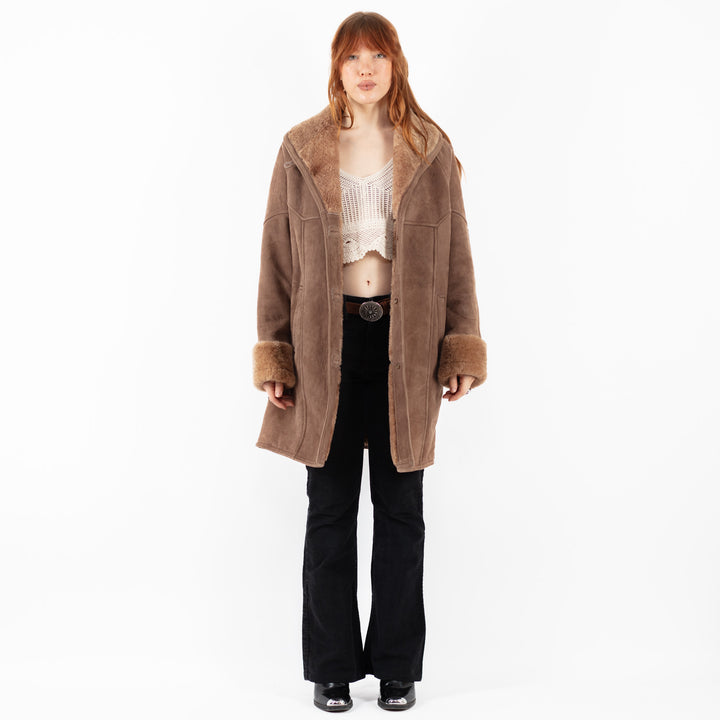 Vintage 80's Women Sheepskin Coat in BrownV9784
