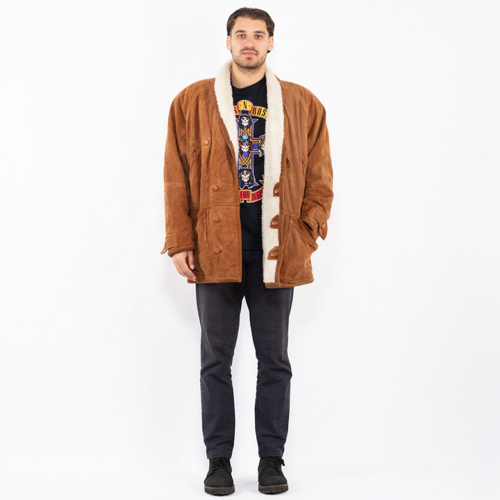 Vintage 90's Men Suede Sherpa Coat in BrownZ2393