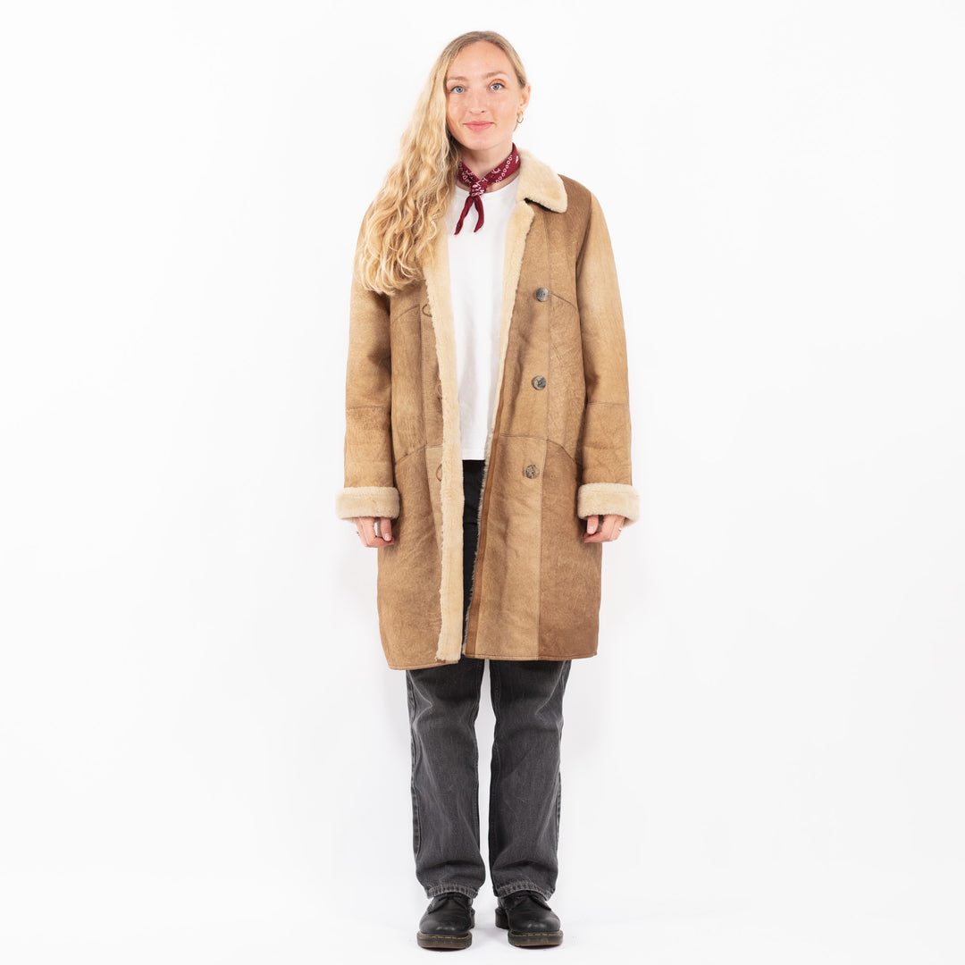 Vintage 80's Women Sheepskin Coat in BrownA0632
