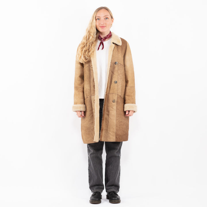 Vintage 80's Women Sheepskin Coat in BrownA0632