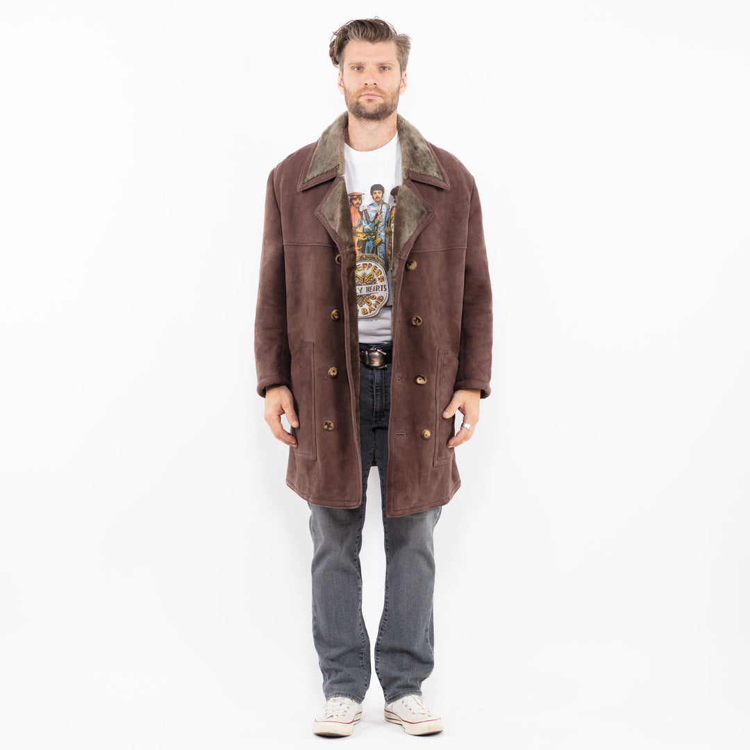 Vintage 70's Men Sheepskin Coat in Brown