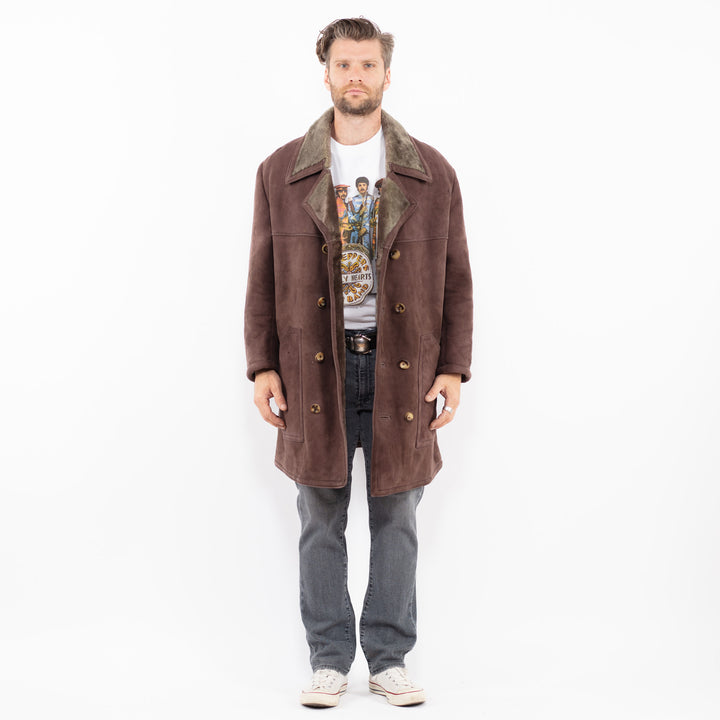 Vintage 70's Men Sheepskin Coat in Brown