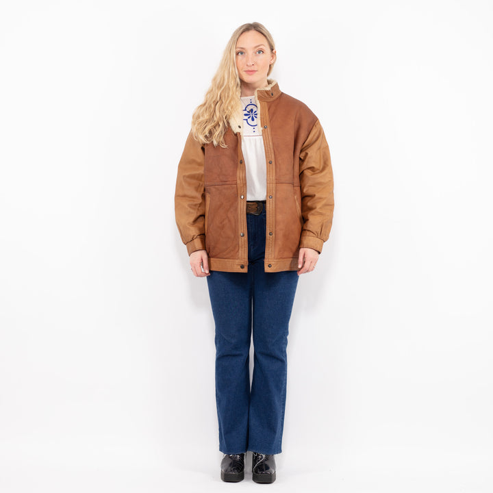 Vintage 80's Women Sheepskin Jacket in BrownA1018