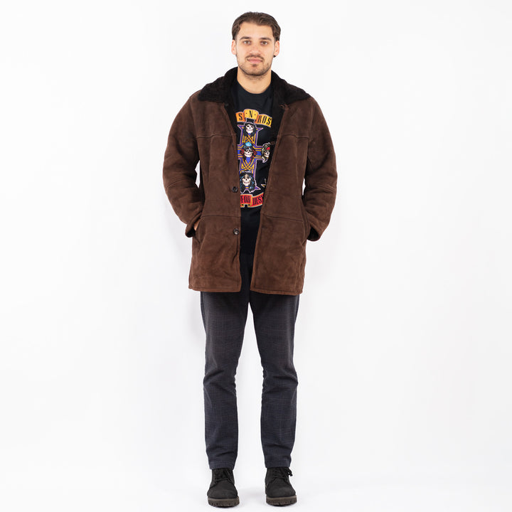 Vintage 90's Men Sheepskin Coat in BrownZ2394