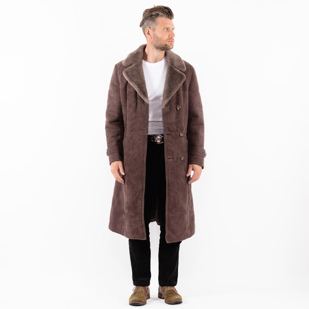 Vintage 70's Men Sheepskin Coat in BrownZ1855