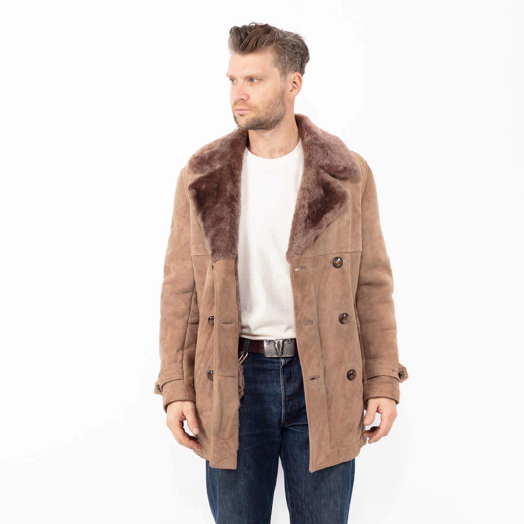 Vintage 70's Men Sheepskin Coat in BeigeZ2563