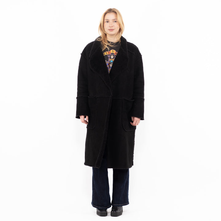 Vintage 00's Women Faux Sheepskin Coat in BlackA1118