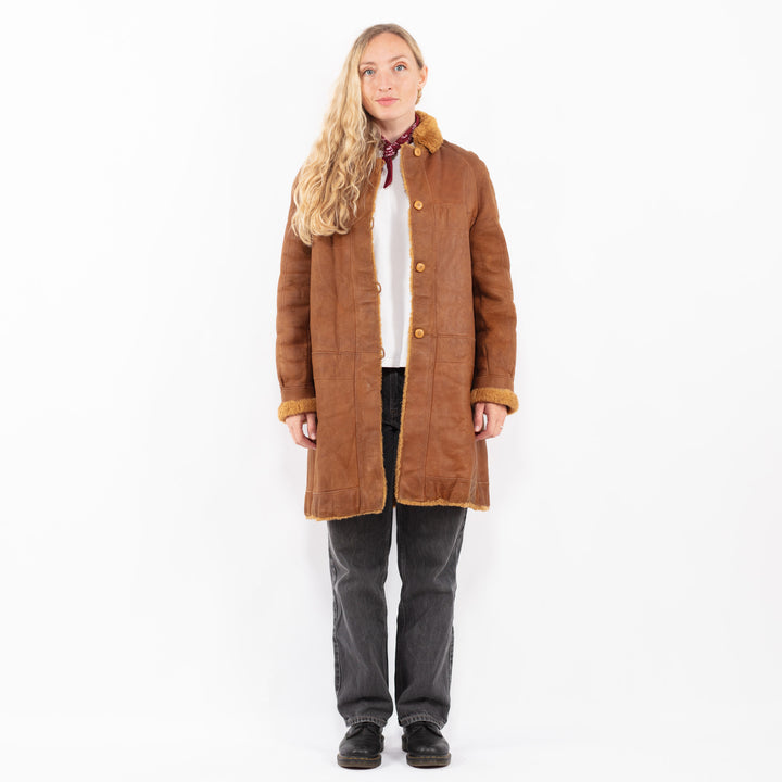 Vintage 80's Women Sheepskin Coat in BrownA0633