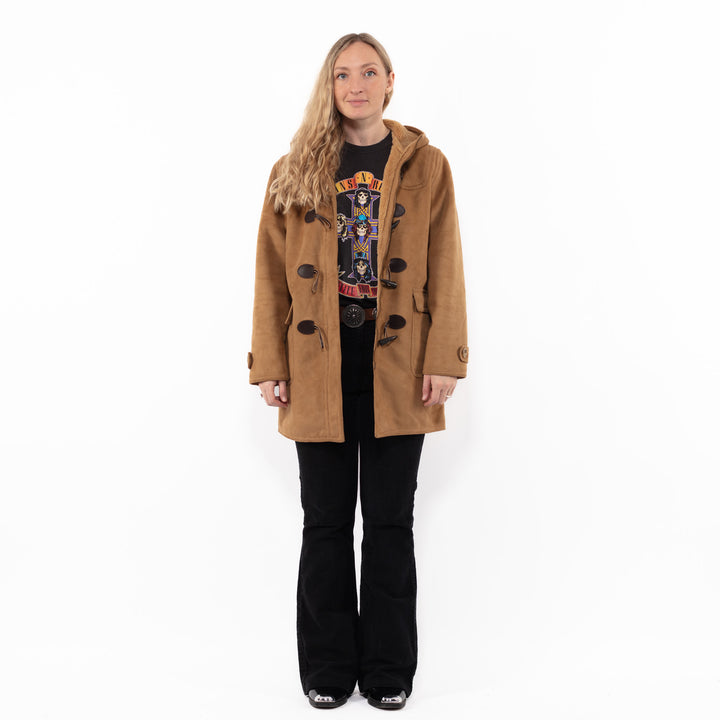 Vintage 90's Women Faux Sheepskin Coat in BrownA0915