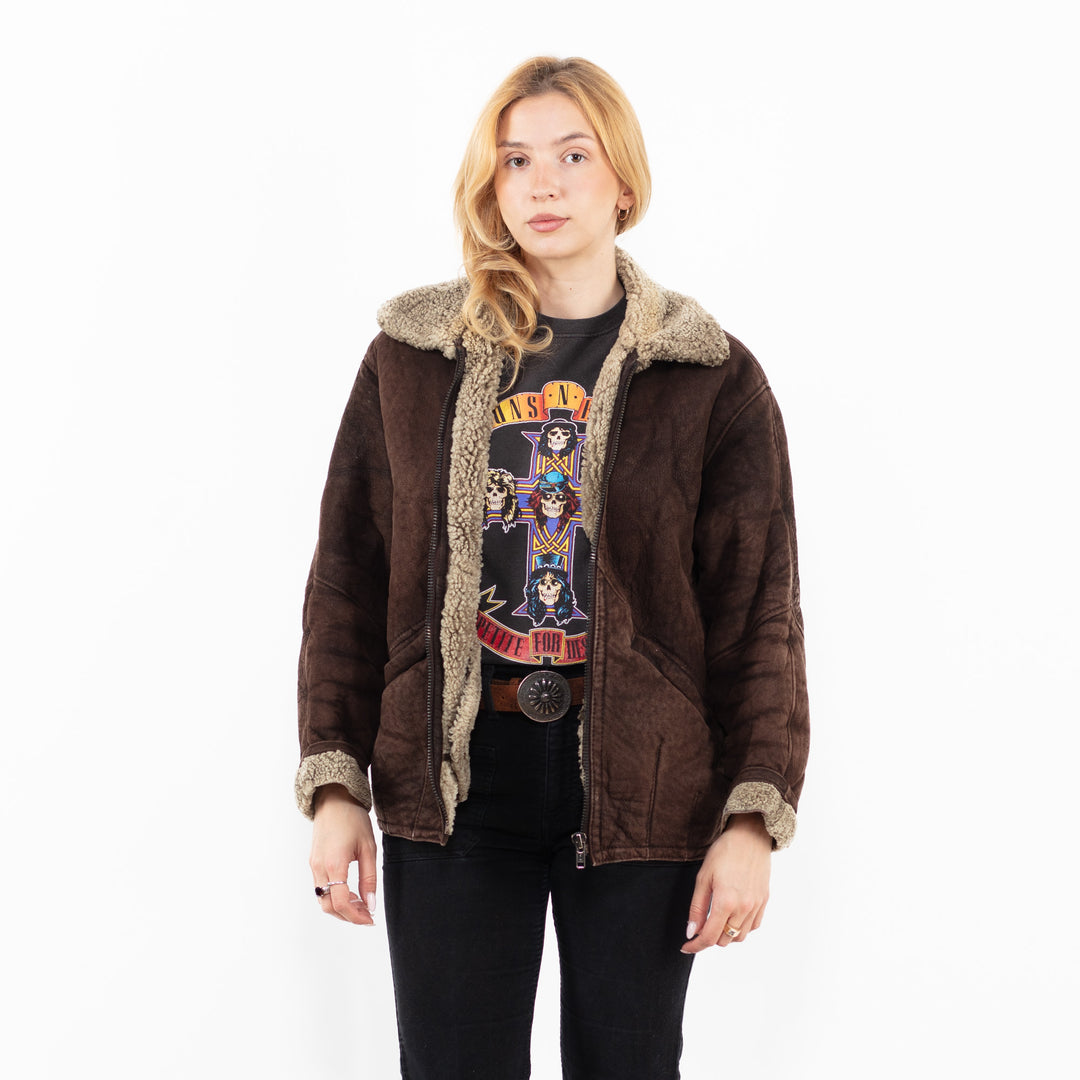 Vintage 90's Women Sheepskin Jacket in BrownA0183