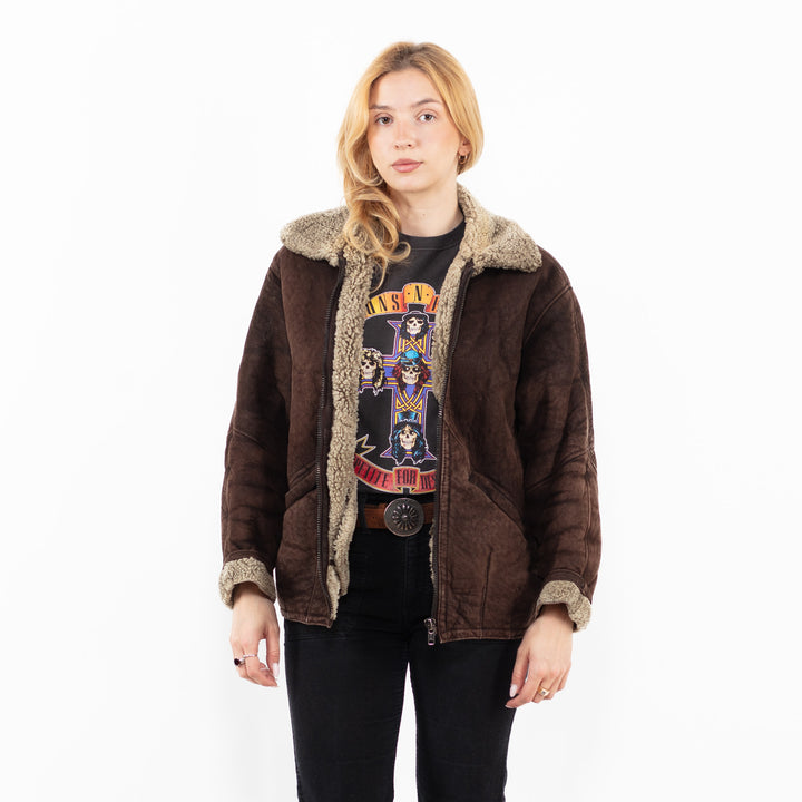 Vintage 90's Women Sheepskin Jacket in BrownA0183