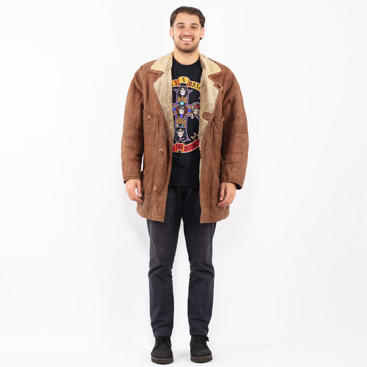 Vintage 90's Men Sheepskin Coat in BrownZ2395
