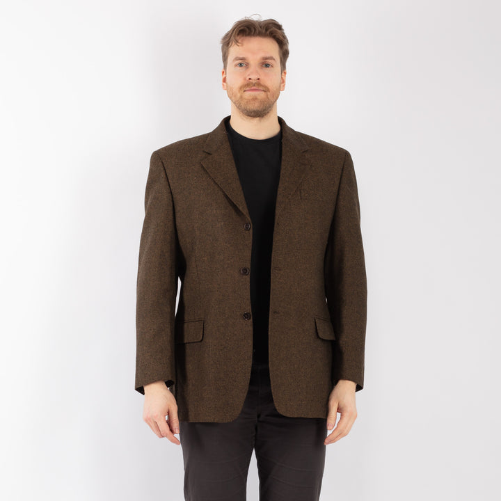 Vintage 70's Men Wool Blazer Jacket in BrownZ1286