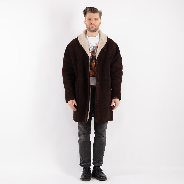 Vintage 70's Men Sheepskin Coat in BrownZ439