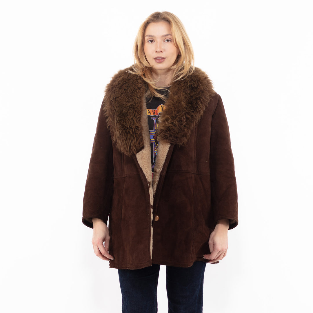 Vintage 70's Women Sheepskin Coat in BrownA1119