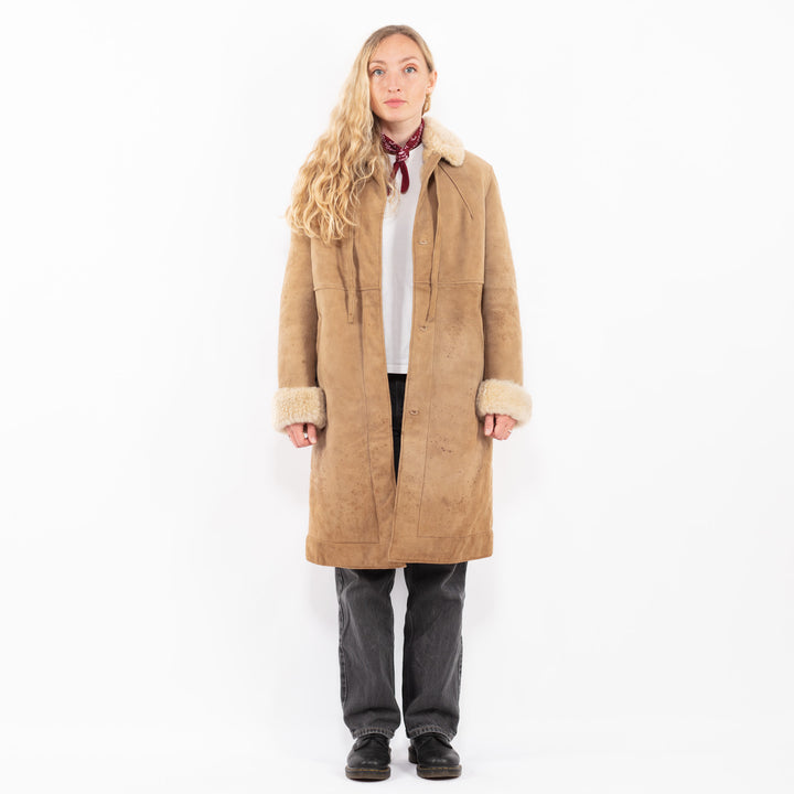 Vintage 70's Women Sheepskin Coat in BeigeA0634