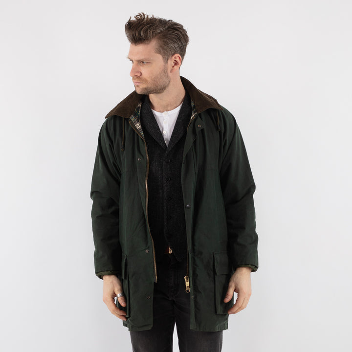 Vintage 90's Men Waxed Cotton Jacket in Green - NorthernGrip