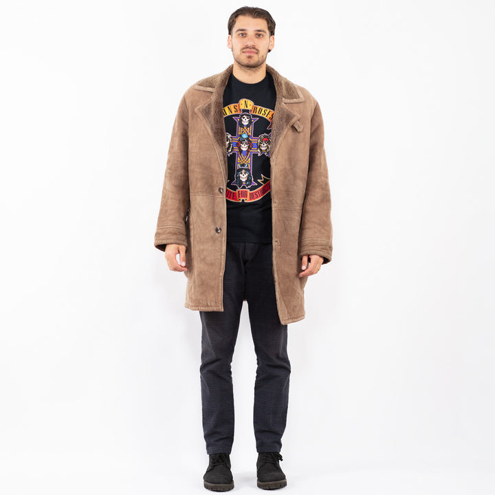 Vintage 80's Men Sheepskin Coat in BeigeZ2396