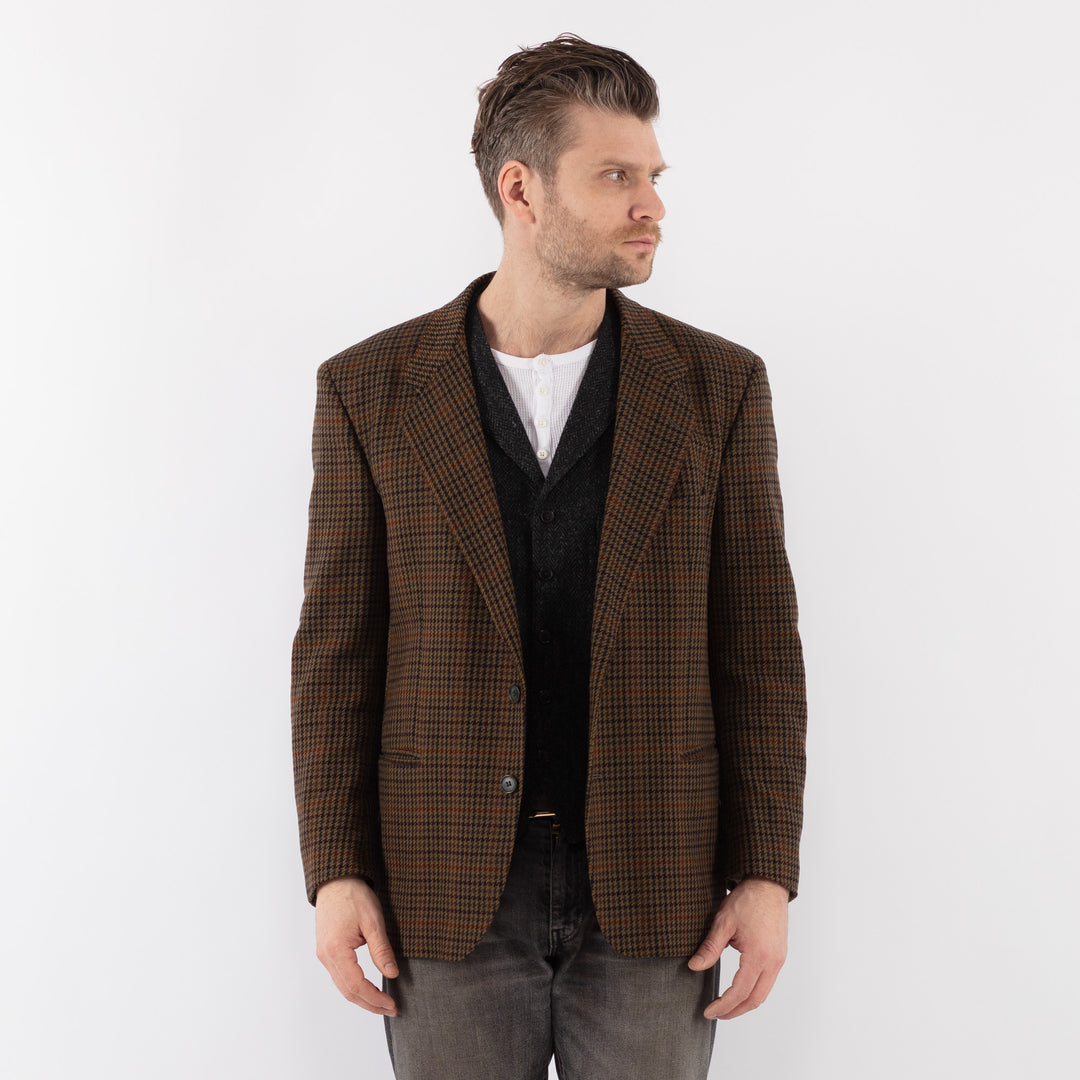 Vintage 90's Men Wool Blazer Jacket in BrownZ1015