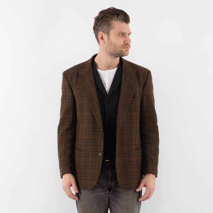Vintage 90's Men Wool Blazer Jacket in BrownZ1015