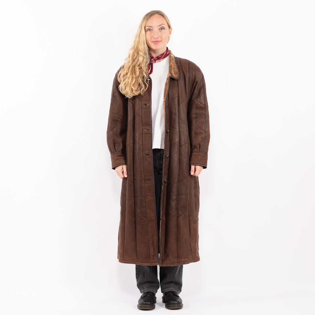 Vintage 90's Women Sheepskin Coat in BrownA0635
