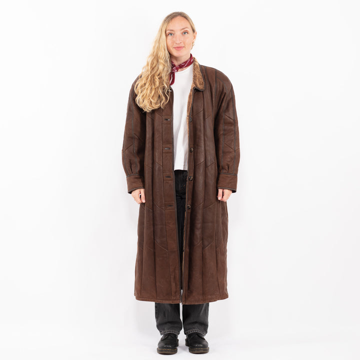 Vintage 90's Women Sheepskin Coat in BrownA0635