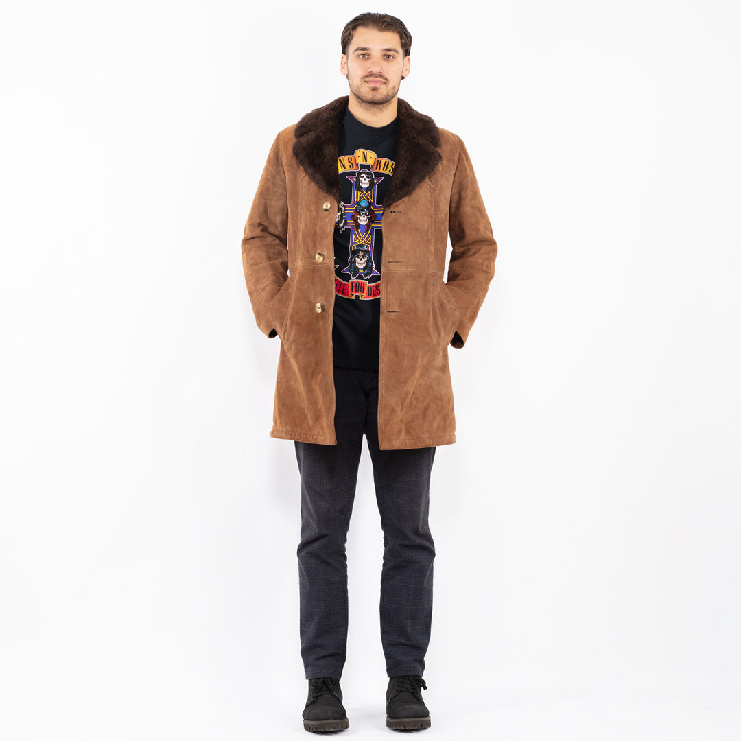 Vintage 70's Men Suede Sherpa Coat in BrownZ2397