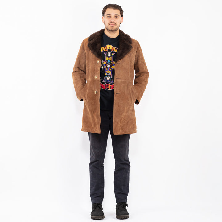 Vintage 70's Men Suede Sherpa Coat in BrownZ2397