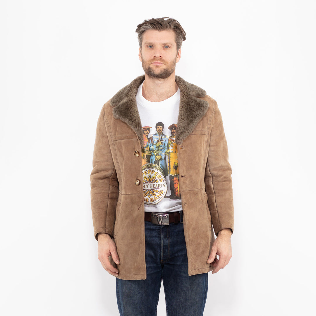 Vintage 70's Men Sheepskin Coat in BeigeZ2688