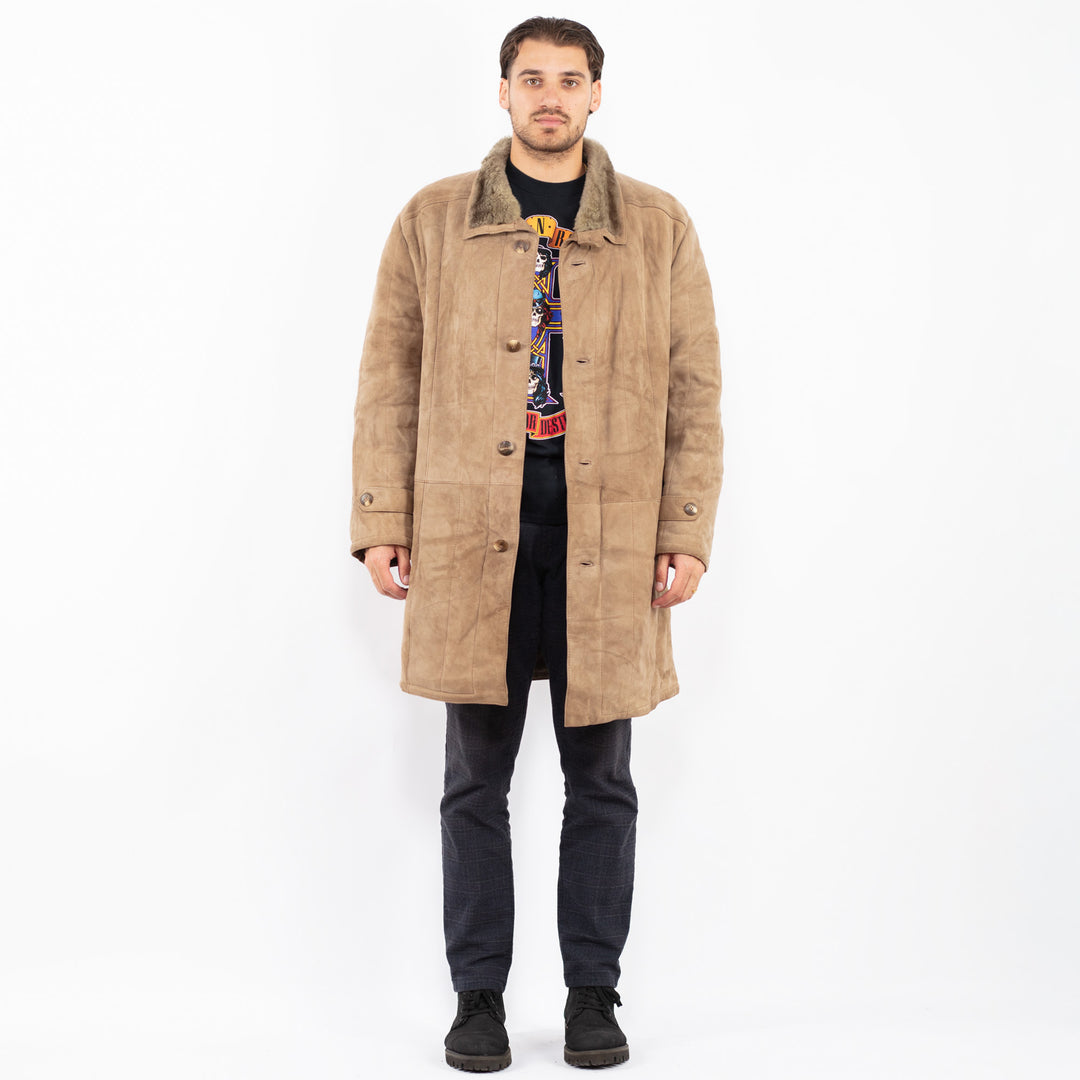 Vintage 80's Men Sheepskin Coat in BeigeZ2398