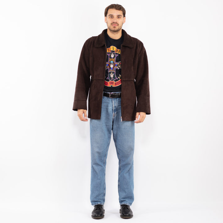 Vintage 00's Men Sherpa Bomber Jacket in Brown