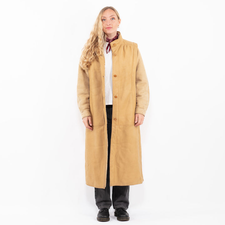 Vintage 80's Women Sheepskin Coat in BeigeA0637