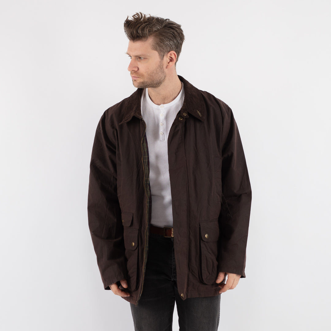 Vintage 90's Men Waxed Cotton Jacket in Brown - NorthernGrip