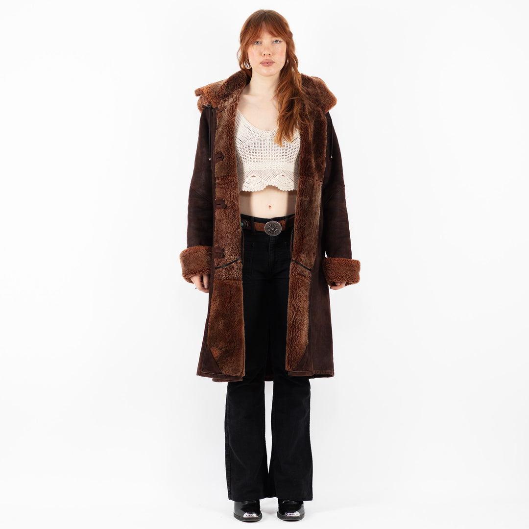 Vintage 90's Women Sheepskin Coat in BrownV9790