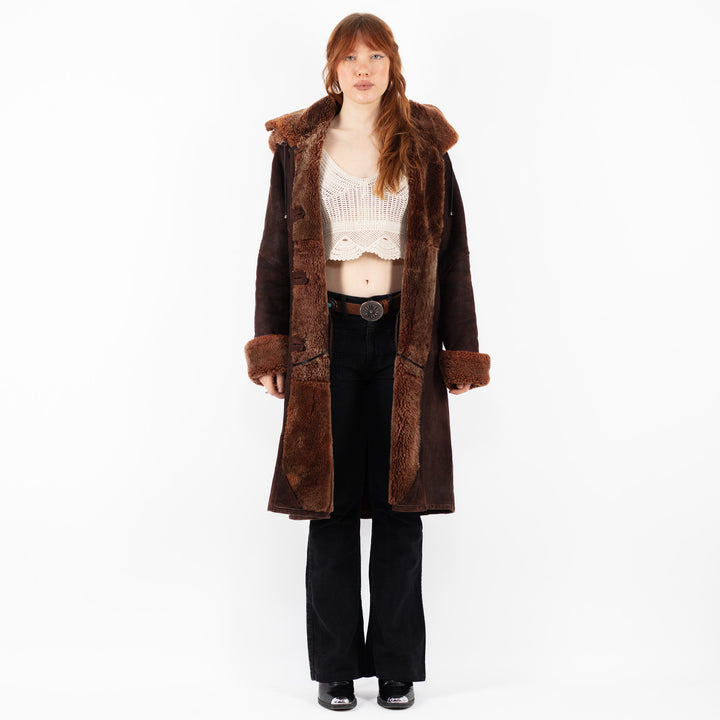 Vintage 90's Women Sheepskin Coat in BrownV9790