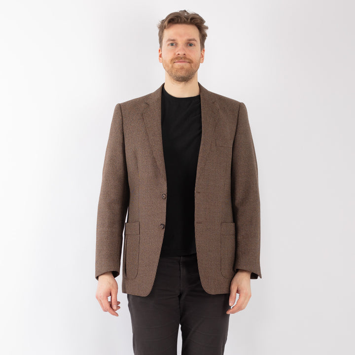 Vintage 70's Men Wool Blazer Jacket in BrownZ1290