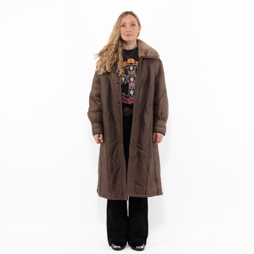 Vintage 80's Women Sheepskin Coat in BrownA0920