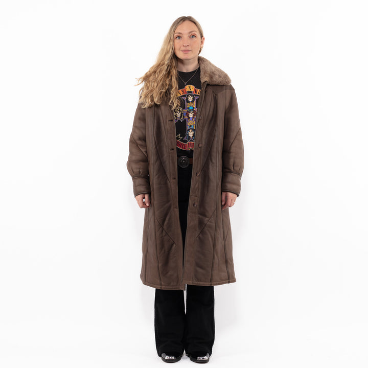 Vintage 80's Women Sheepskin Coat in BrownA0920
