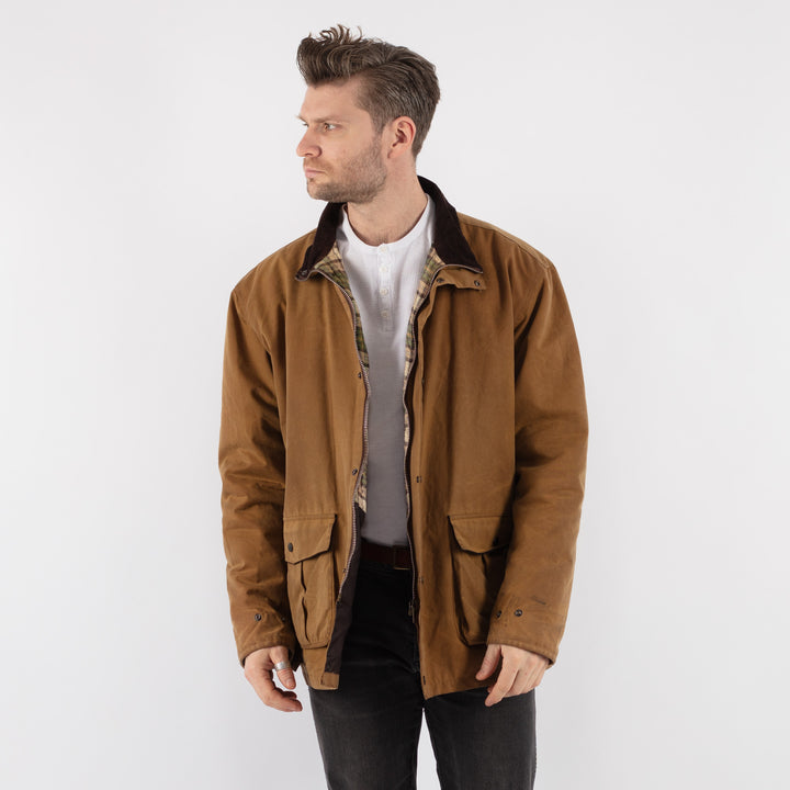 Vintage 90's Men Waxed Cotton Jacket in Brown - NorthernGrip