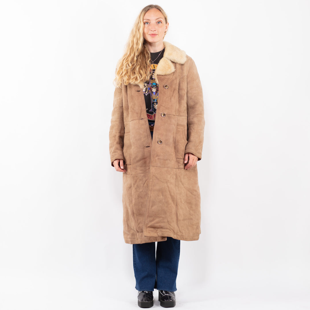 Vintage 70's Women Sheepskin Coat in BeigeA0395