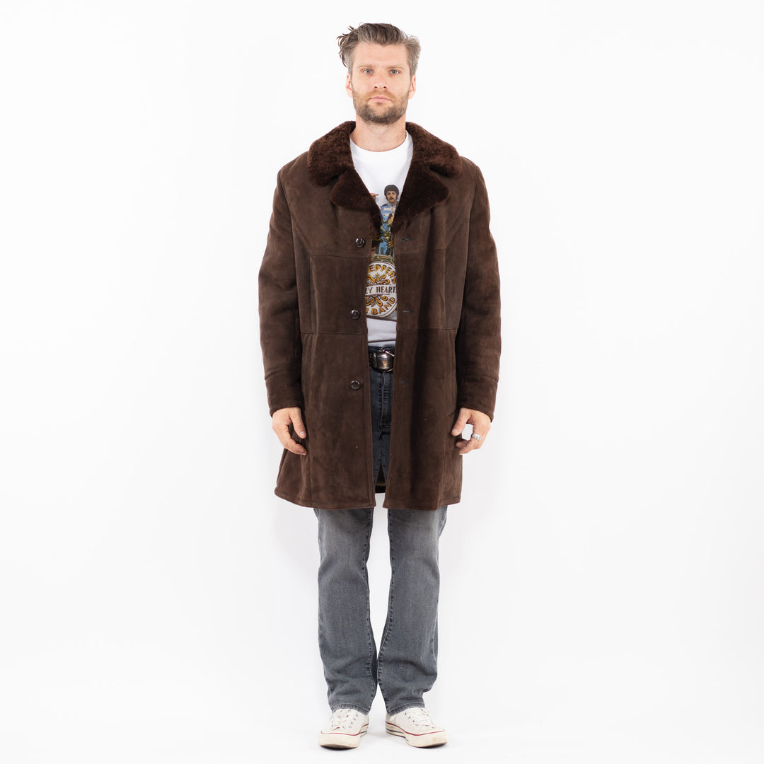 Vintage 70's Men Sheepskin Coat in BrownZ1960